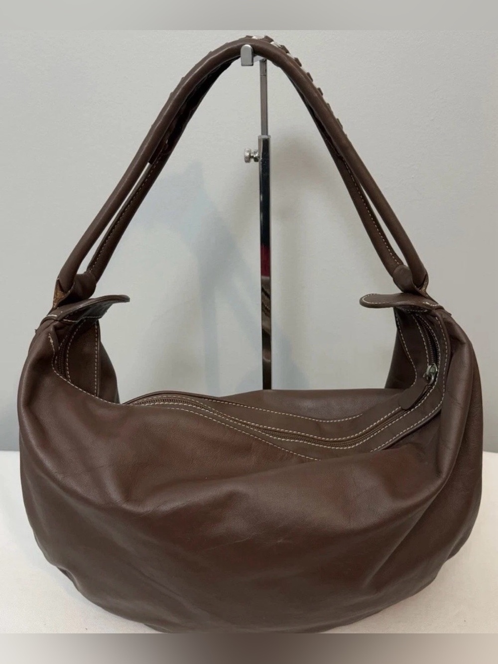 Oki-Doki Brown Faux Leather Hobo Shoulder Bag Made in Italy